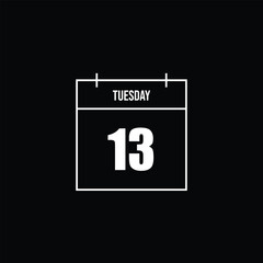 Calendar Icon Depicting Tuesday the 13th A Minimalist Design for Scheduling and Dates