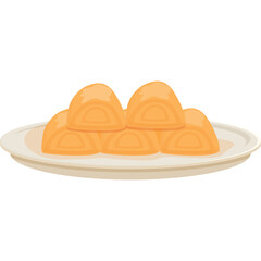 A Stack of Golden Pastries on a White Plate with a Transparent Background