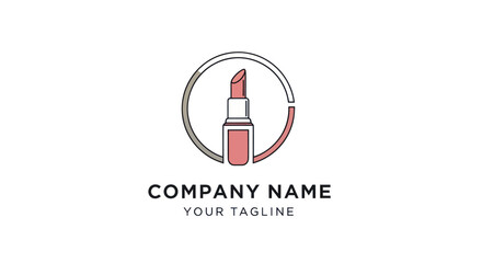 Elegant Lipstick Logo Design for Beauty Brand or Cosmetic Company.