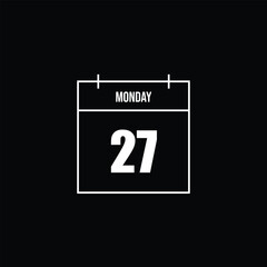 Monday the 27th Minimalist Calendar Icon Design for Schedules and Reminders