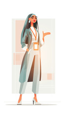 Businesswoman professional confident pose modern office attire abstract geometric background presentation concept