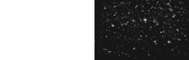 Realistic Snowfall Overlay, Falling Snow Texture on Transparent Background
