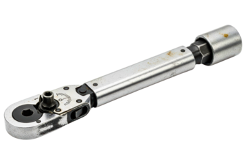 Old metal torque wrench for automotive repair and maintenance isolated on transparent background