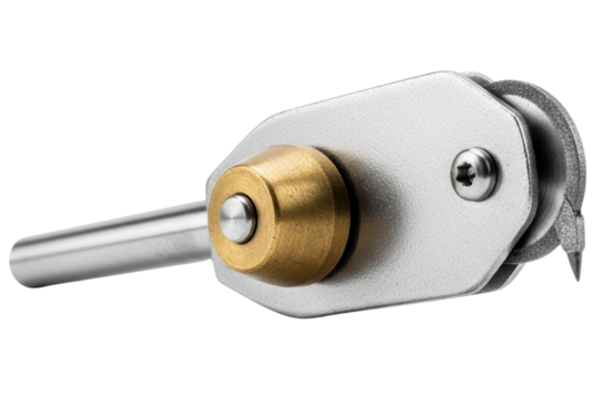 Precision metal scribing tool with sharp cutting wheel isolated on transparent background