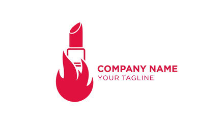 Fiery lipstick logo design for beauty and cosmetics brand.