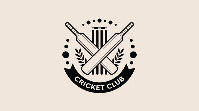 Elegant cricket club logo design with bats and wickets, perfect for sports branding or team merchandise, creating a sense of tradition and athleticism
