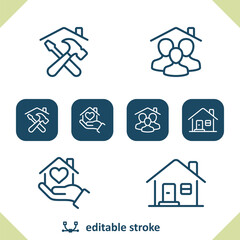 Home Icons. Tools, Family, Hand, Dream Home, House, Real Estate Icon