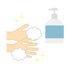 石鹸で手を洗う清潔感のあるイラスト素材