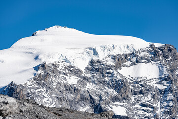 The highest peak of Eastern Alps, Ortles landscape on a sunny day