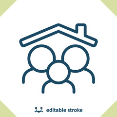 Family Icon. Household, Man, Woman, Child, Roof, House, Home