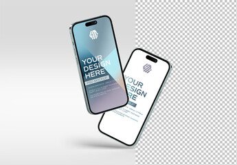 Two Isolated Smartphones On White With Shadows Mockup
