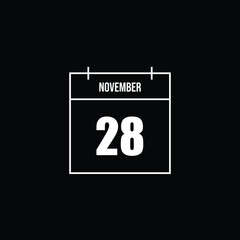 Minimalist outline icon depicting a single calendar page for November 14, ideal for scheduling, event planning, and date-specific notifications in digital interfaces
