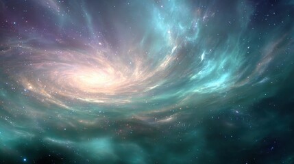 Fototapeta premium Swirling galaxy with vibrant colors in deep space revealing cosmic beauty