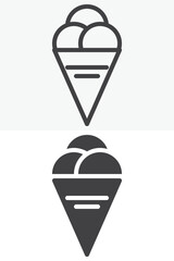Ice cream cone vector icon pack in line and solid style