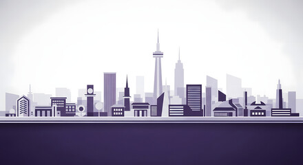 Naklejka premium Cityscape Vector Art Modern Urban Skyline Illustration with Building Silhouettes