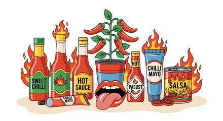 Flaming Hot Flavors A Fiery Collection of Spicy Sauces and Ingredients