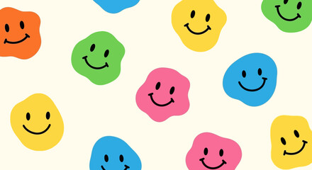 Colorful Smiley Face Blob Pattern Background for Cheerful Design