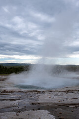The Strokkur (the Churn) geyser erupting at Geysir in Iceland