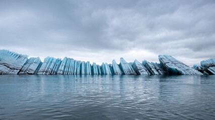 Icebergs from the Breiðamerkurjökull Glacier floating in the Jökulsárlón Glacier Lagoon in Iceland