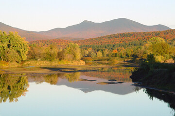 Jay Peak and the Missisquoi River in Enosburg Falls, Vt