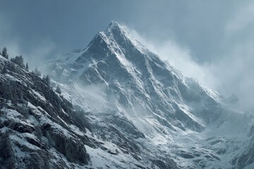 Obraz premium Majestic alpine winter: a glimpse of dombay's snowy wonderland. Cinematic poster. Dombay in winter's embrace: snow-draped mountains and radiant sunlight. Action poster. Blockbuster art.