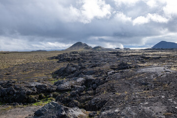 Leirhnjúkur Lava Field, which is located within the Krafla Lava Fields.