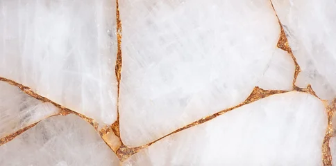 Wandcirkels plexiglas Marmer Agate Crystal natural semi precious stone texture with a gold leaf.  © Dmytro Synelnychenko