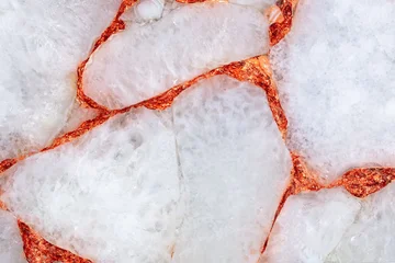 Selbstklebende Fototapeten Marmor Agate Crystal White stone texture with a copper leaf as part of unique interior.  © Dmytro Synelnychenko