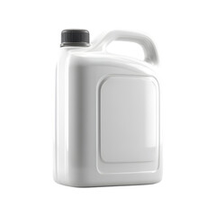 Blank white plastic jerry can with handle and cap, isolated on transparent background