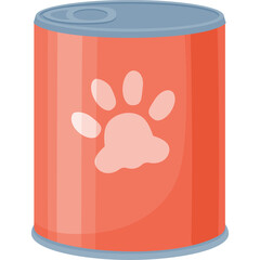 Red Pet Food Can With Paw Print Graphic And Silver Lid Realistic Vector Illustration