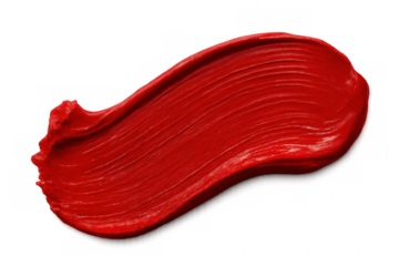 Red paint smear with texture, brush stroke for cosmetic product or artistic abstract background, transparent