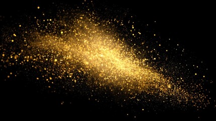 Golden glitter swirls in a dark background, creating a mystical effect during a celebration or event scene