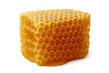 Natural raw honey dripping from a fresh honeycomb block, showcasing the golden color and healthy, sweet organic food