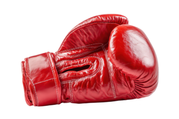 red boxing glove isolated on white or transparent png