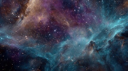 Obraz premium Bright stars and colorful nebula in the vastness of outer space at night