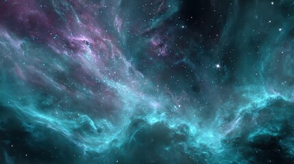 Fototapeta premium Cosmic landscape featuring vibrant colors and swirling nebulae in a vast universe