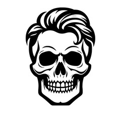 Fototapeta premium Vector Illustration of Skull with Men's Retro Hairstyle