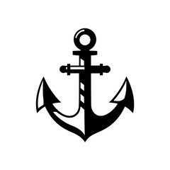 Classic Ship Anchor - Monochrome Logo Vector Illustration
