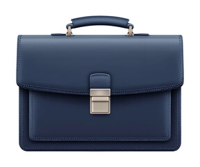 Professional navy blue briefcase with silver lock business meetings and presentations with sleek modern design isolated on png transparent background