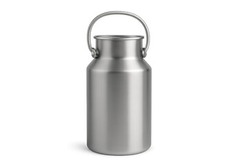 Obraz premium Stainless steel milk can with handle, presenting farm dairy tradition and fresh natural product concepts on transparent background