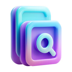 Find data easily with this modern 3D magnifying glass icon add it to your UI design for a clean professional look isolated on png transparent background