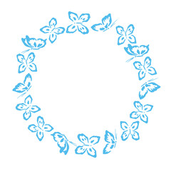Blue butterfly frame – delicate circular border illustration