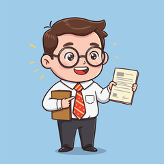 cartoon businessman holding briefcase and money illustration