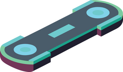 Isometric hoverboard vector illustration with soft neon glow and carbon texture
