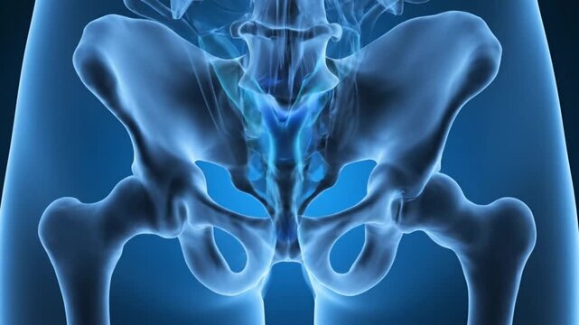 Detailed 3D Animation of Human Pelvic Bones Xray Scan.