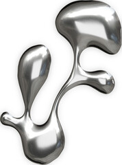 Futuristic chrome abstract sigil in 3D cybersigilism style with reflective metallic surfaces and sharp gothic liquid shapes.