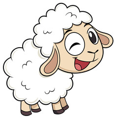 Fototapeta premium sheep winking face cartoon head sheep white background