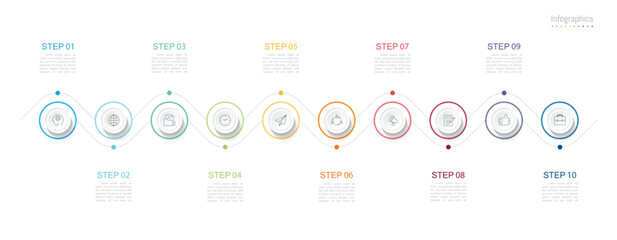 Infographic 10 options design elements for your business data. Vector Illustration.