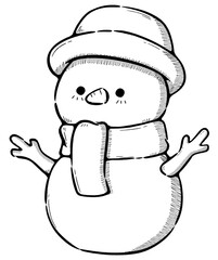 Hand drawn line of Snowman 