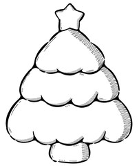 Hand drawn line of Christmas tree 